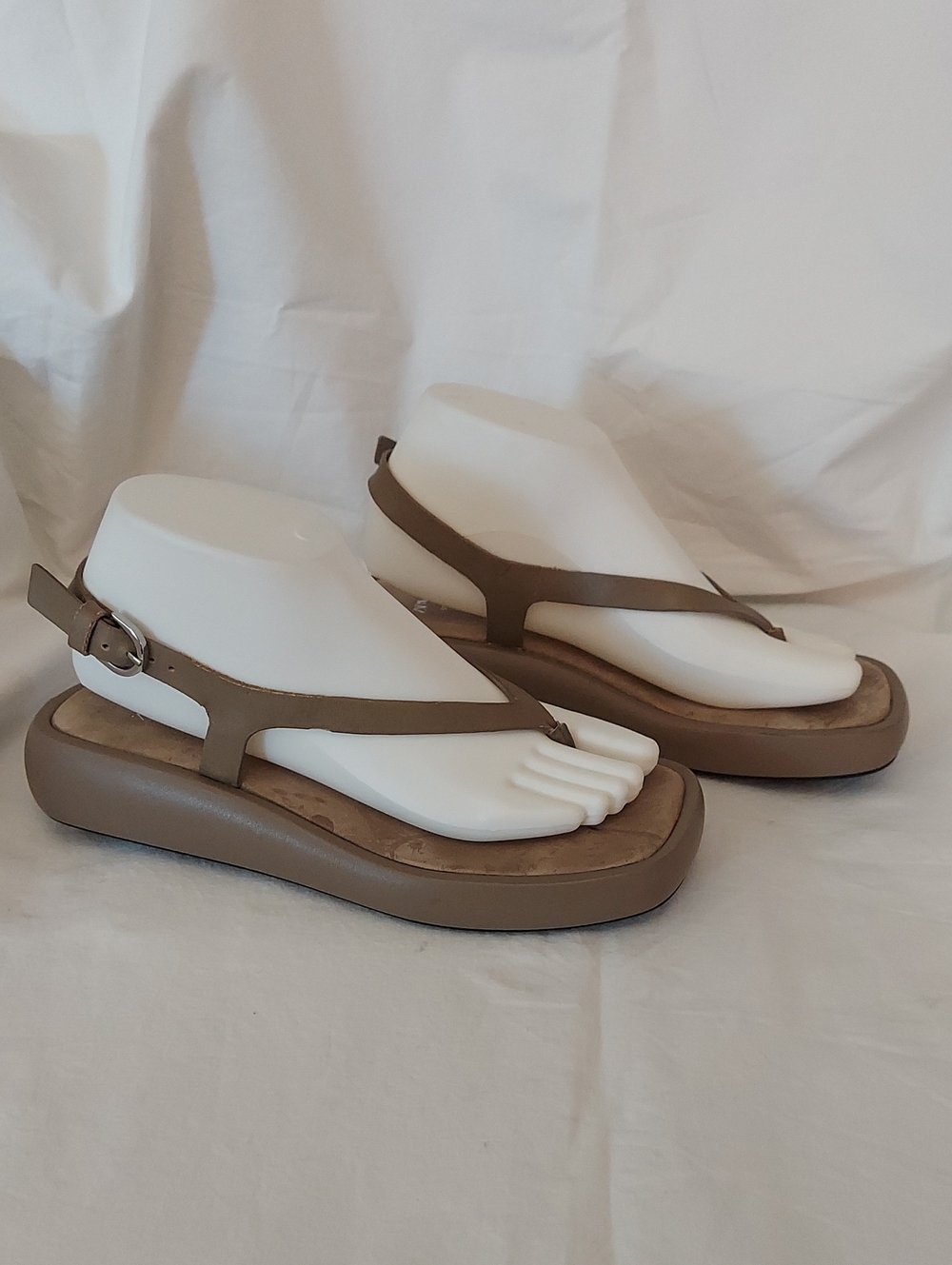 Zara Taupe Adjustable Strap Thong Sandals Womens 37/6.5us